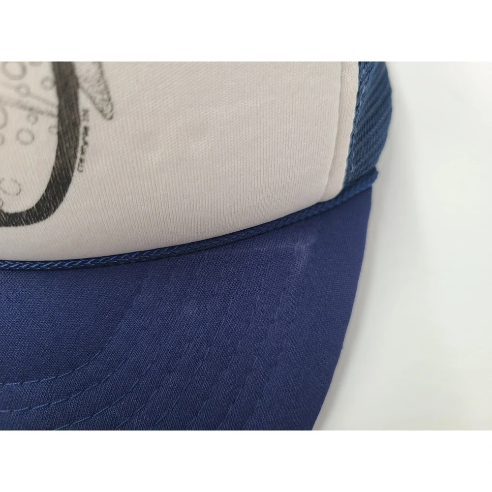 Vintage Florida Shark Mesh Trucker Snapback (Fits Small) Hat Cap Dive White Blue